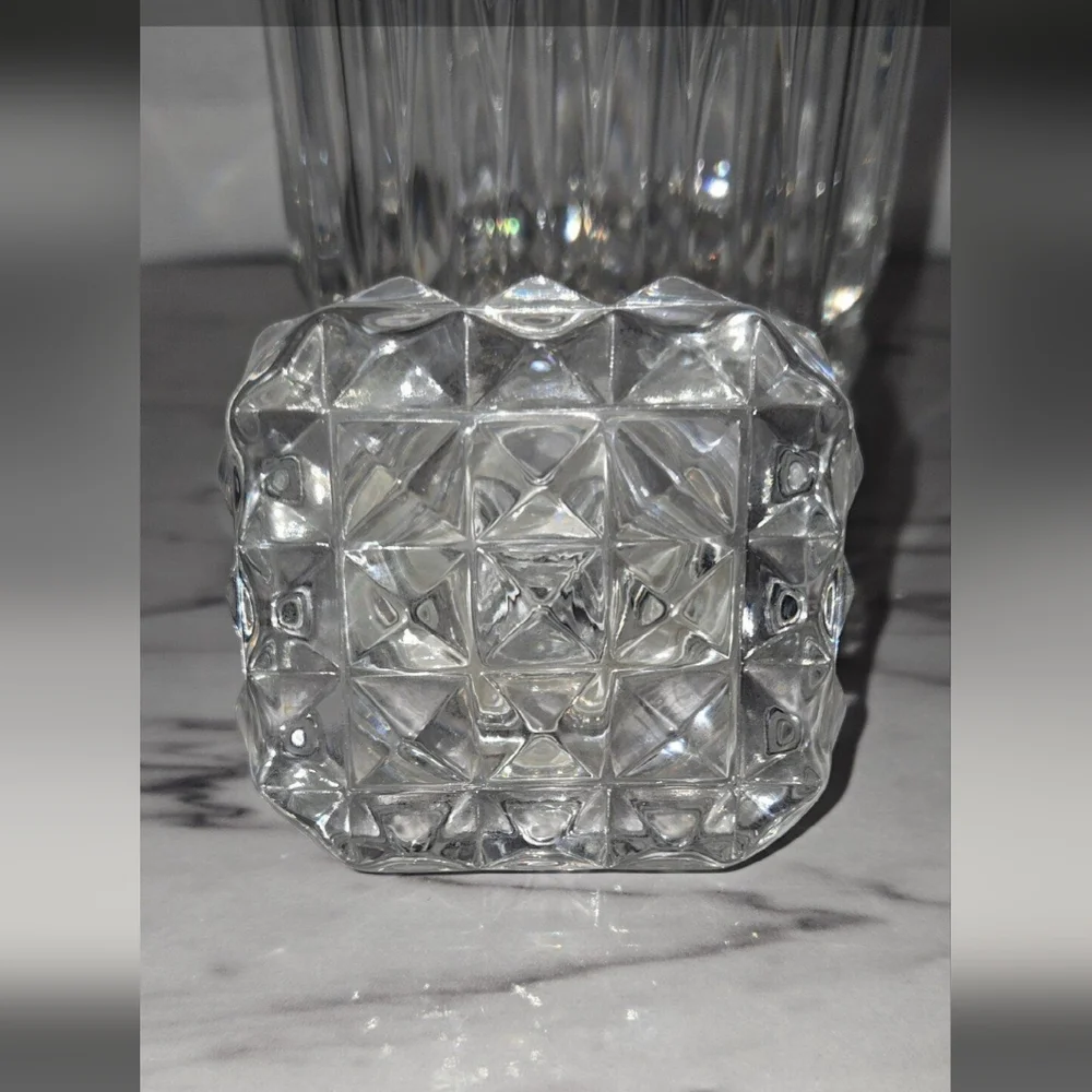 Vintage Diamond Cut Crystal Decanter with Diamond Cut Topper